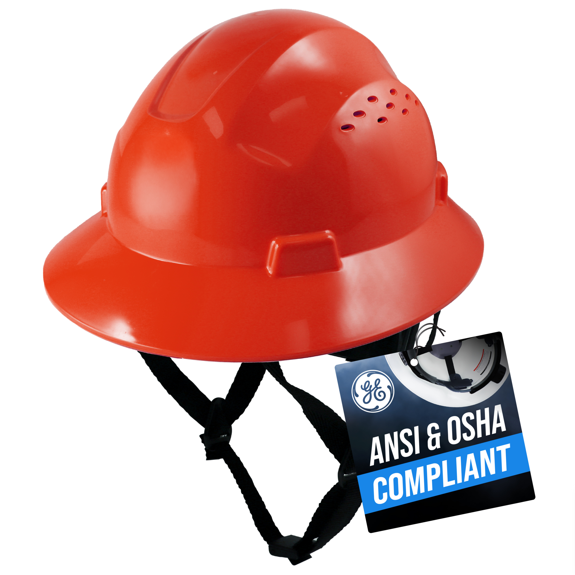 General Electric, RED FULL BRIM HARD HAT VENTED, Model# GH328R